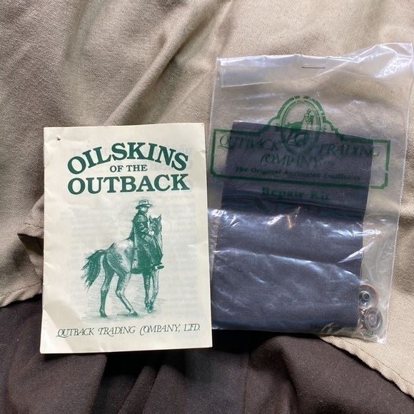 Outback Trading Company Brown Oilskin Leather Duster Jacket Small Western - Picture 12 of 16